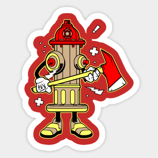 HYDRANT FIRE FIGHTER CARTOON Sticker